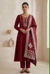 Ff Viscose Roman Silk With Embroidery Work Kurti With Bottom Dupatta